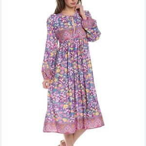 Walker & Wade Jenny pink floral long sleeve dress small